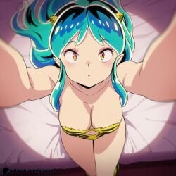 ai aqua_hair big_breast big_breasts bikini bikini_aside bikini_bottom bikini_bottom_aside bikini_top bikini_top_only cleavage cleavage_dress cleavage_focus cute_female cute_female_feet green_hair green_hair_female lum lum_invader orange_eyes orange_eyes_female patreon patreon_username staxxy staxxy2 urusei_yatsura