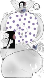 1futa 1girls ambiguous_penetration cum futa_on_female futanari gigantic_ass gigantic_breasts hyper_penis multiple_views one_piece reverse_paizuri spot_color thanuki thong viola_(one_piece) wicca_(one_piece)