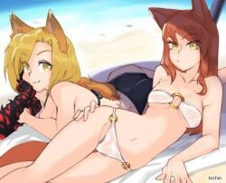 2d 2d_(artwork) 2d_artwork 2girls almost_naked almost_nude animal_ear_fluff animal_ears arm_support average_breasts back-tie_bikini back-tie_swimwear bare_arms bare_belly bare_chest bare_hands bare_hips bare_legs bare_midriff bare_navel bare_shoulders bare_skin bare_thighs beach beach_background beach_setting belly belly_button bikini bikini_bottom bikini_only bikini_top blonde blonde-haired_female blonde_female blonde_hair blonde_hair_female breasts breasts_apart brown-haired_female brown_hair character_request cleavage closed_mouth_smile collarbone copyright_request digital digital_art digital_drawing digital_drawing_(artwork) digital_media digital_media_(artwork) drawing duo exposed exposed_arms exposed_belly exposed_chest exposed_hips exposed_legs exposed_midriff exposed_navel exposed_shoulders exposed_skin exposed_thighs eyebrows_visible_through_hair female female_focus female_only fingers from_above from_front front_view groin hair_between_eyes hand_on_hip hand_on_own_hip high-angle_shot inframammary_fold inguinal_crease inguinal_ligament landscape lean_figure long_hair looking_at_viewer looking_sideways looking_to_the_side lying lying_down lying_on_breasts lying_on_floor lying_on_ground lying_on_side lying_on_stomach medium_breasts midriff mostly_nude multiple_females multiple_girls naked naked_female naked_woman narrow_waist navel nearly_nude nude nude_female nudity on_breasts on_floor on_side on_stomach outdoor outdoor_background outdoor_nudity outdoors outside outside_nudity petite petite_body petite_breasts petite_female petite_girl petite_tits posing posing_for_the_viewer posing_naked posing_nude practically_nude resting_arm shoulders slender_body slender_waist slim_female slim_waist small_boobs small_breasts small_tits smile smiley_face smiling smiling_at_viewer string_bikini summer_setting swimsuit swimwear thigh_gap thighs tiny_breasts tiny_tits top_view toshio touching_hip upper_body viewed_from_above white_bikini white_bikini_bottom white_bikini_top white_swimsuit white_swimwear wide_hips yellow-eyed_female yellow-haired_female yellow_eyes yellow_hair
