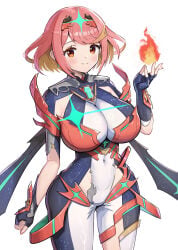 1girls absurd_res bodysuit breasts busty child_bearing_hips core_crystal curvy female female_only fingerless_gloves fire gloves gonzarez highres impossible_fit large_breasts looking_at_viewer midriff milf monolith_soft navel nintendo orange_eyes pink_hair pyra short_hair smiling thick_thighs thighs tight_clothing tight_pants voluptuous wide_hips xenoblade_(series) xenoblade_chronicles_2