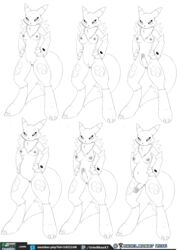 2016 anthro belly big_belly breasts canine digimon erection female fur futanari hi_res intersex line_art mammal monochrome nipples nude penis pregnant renamon urielmanx7