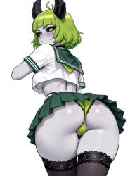 ai_generated ass black_horns dota dota_2 from_behind mayihavesomeslops panties pugna_(pugna's_quest) serafuku upskirt