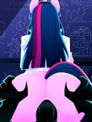 3:4 animal_genitalia animal_penis anthro bottomless bottomless_anthro bottomless_female butt chalkboard changeling_(mlp) clothed clothed_female clothing drone_(mlp) duo equid equine equine_genitalia equine_penis female first_person_view friendship_is_magic genitals hair hand_on_butt hasbro hi_res horn inside male male_pov mammal medial_ring my_little_pony mythological_creature mythological_equine mythology partial_nudity penetration penile penile_penetration penis penis_in_vagina purple_hair sex tail twilight_sparkle_(mlp) unicorn vaginal vaginal_penetration xan-gelx