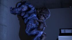 2017 3d absurd_res against_wall alien anal anal_sex anthro anus ass cum cum_in_ass cum_inside duo erection from_behind_position hi_res humanoid_penis larger_male male male_penetrating mass_effect nude penetration penis pin sex size_difference small_dom_big_sub source_filmmaker standing video_games yahg yaoi