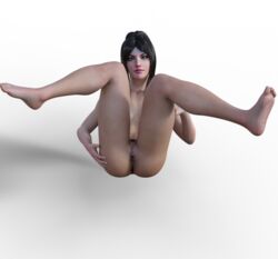 3d anus barefoot female presenting princessgasmask pubic_hair pussy render vagina