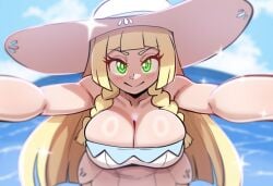 ai_generated alternate_breast_size blonde_hair facing_viewer female large_breasts lillie_(pokemon) mullon novelai pokemon pokemon_sm