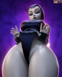 1girls 3d bare_thighs big_breasts dc dc_comics female female_only grey_skin huge_breasts large_breasts legs looking_at_viewer pose posing purple_hair raven_(dc) short_hair smitty34 solo solo_female teen_titans thick_thighs thighs voluptuous voluptuous_female