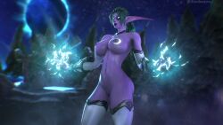 1girls 3d big_breasts blizzard_entertainment green_hair night_elf nude pinup purple_skin pussy solo thick_thighs tyrande_whisperwind wide_hips world_of_warcraft zentaeron