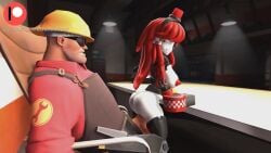 big_ass big_breasts cum_inside engineer_(team_fortress_2) mimi_sentry orange_eyes red_hair reverse_cowgirl_position robot robot_girl some1'salt_(some1_alt) someone's_alt_account_(artist) tagme team_fortress_2 video