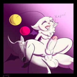 2017 anal anal_sex anus ass balls blush digital_media_(artwork) duo erection final_fantasy humanoid humanoid_penis male mammal membranous_wings moogle nipples not_safe_for_reality nude open_mouth penetration penis sex simple_background smile square_enix tongue video_games wings yaoi