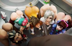 3d d.va dark-skinned_male dinoboy555 illari_(overwatch) kiriko_(overwatch) mercy overwatch tracer