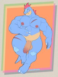 alligator alligatorid anthro balls bara barazoku feraligatr flaccid hunnipanda male male_only muscles muscular nintendo nude penis pokemon scalie solo solo_male