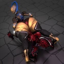 big_ass big_penis bubble_butt ember_(warframe) female huge_ass huge_cock mag_(warframe) penis qzk_forte tagme thick_thighs warframe wide_hips