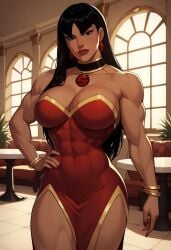 abs ai_generated ass big_ass big_breasts breasts crime_syndicate dc dc_comics doom4rus dress justice_league:_crisis_on_two_earths mary_batson muscular muscular_female superwoman superwoman_(mary_batson) thick_thighs thunder_thighs wide_hips