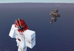 baseplate black_guy chasing joke man_face(roblox) meme red_hair roblox roblox_studio robloxian running stupid