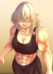 1girls big_breasts breasts cal-141 female female_only female_spartan_(halo) halo_(game) halo_(series) halo_legends milf muscular_female spartan_(halo) spartan_ii_(halo) sports_bra sports_shorts thick_thighs thighs white_hair yellow_eyes