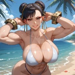 ai_generated ass big_ass big_breasts bikini breasts capcom chun-li mature_female milf okosumo street_fighter swimsuit thick_thighs thunder_thighs wide_hips