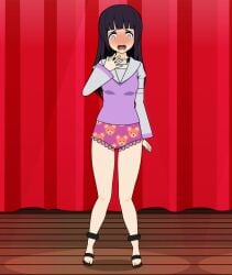 childish_panties embarrassed hyuuga_hinata kisekae masterwedgier naruto_(series) no_pants on_stage panties pantsless pantsless_female teddy_bear_panties underpants underwear