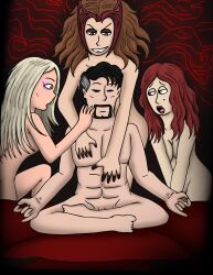 1boy 3girls christine_palmer clea_strange doctor_strange harem hottubusa nudity scarlet_witch wanda_maximoff