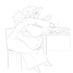 1girls bbw belly big_belly breast_expansion breasts chair chubby chubby_female dress eating eating_food fat_fetish female food grindaviking hex_maniac looking_at_food pokemon pokemon_xy sitting_down weight_gain weight_gain_sequence
