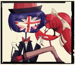 cheating cheating_husband countryhumans countryhumans_girl katyachav latvia_(countryhumans) leash_pull leash_pulling_on_the_arm united_kingdom_(countryhumans) victaton