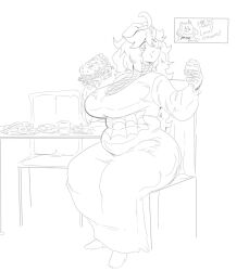 1girls belly chair dress eating eating_food fat_fetish female food grindaviking hex_maniac looking_at_food pokemon pokemon_xy sitting_down weight_gain weight_gain_sequence