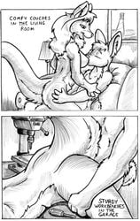 2012 ambiguous_penetration anthro breasts comic duo english_text female flinters fur hair kandace_(sugarnutz) kangaroo lagomorph male mammal marsupial nipple_suck nude penetration pouch_(anatomy) rabbit sex straight sucking text