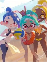 2025 3girls animated beach bikini clothed_female frye_(splatoon) frye_(splatoon_raiders) frye_onaga inkling inkling_girl looking_at_viewer mechanic_(splatoon_raiders) multiple_girls nintendo octoling octoling_girl shiver_(splatoon) shiver_(splatoon_raiders) shiver_hohojiro smile smiling sound splatoon splatoon_(series) splatoon_raiders swimsuit tagme tentacle_hair twitter_link video zhang_tian57284