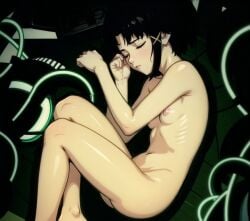 _iwakura anime anime_style ass breasts cables completely_nude completely_nude_female computer dark lain naked naked_female nude nude_female redraw screencap_redraw serial_experiments_lain sideboob sleep sleeping small_breasts story_at_source