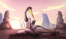 4_toes anisodactyl avian balls bassybird bassywolfeh beak biped bird claws crane detailed_background dreamworks feathers feral furry_only kung_fu_panda long_beak looking_at_viewer male male_only master_crane mountain no_humans nude outside penis rock seductive semi-anthro shadow sky soft_shading solo sunset talons tapering_penis toes wings