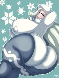 1girls arms_up ass big_ass big_breasts blue_eyes breasts bubble_butt busty clothing dat_ass fat_ass female female_only hands_behind_head huge_ass huge_breasts large_ass large_breasts long_hair mackdazzle melony_(pokemon) nipple_bulge png pokemon pokemon_ss solo thick_ass thick_thighs white_hair wide_hips