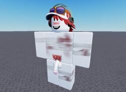 bandage bandaged_arm bandaged_chest bandaged_leg bandages baseplate blush bruise bruised bruises flaccid flaccid_cock flaccid_penis gap_toothed glasses glasses_on_forehead grin headphones low_quality male male_only penis pubes pubic_hair red_hair red_pubic_hair roblox roblox_studio robloxian shaggy_hair visor_cap