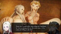 2girls dochaunt24 edelgard_von_hresvelg english_text female multiple_girls post-timeskip pre-timeskip text text_box