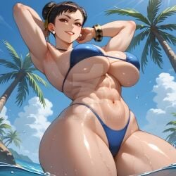 ai_generated ass big_ass big_breasts bikini breasts capcom chun-li mature_female milf okosumo street_fighter swimsuit thick_thighs thunder_thighs wide_hips