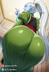 ai_generated ass ass_bigger_than_head ass_focus big_ass clothed clothing dragon_ball dragon_ball_super dragon_ball_z long_hair looking_at_viewer narrow_waist patreon ponytail smile smiling t8r vados viewed_from_below white_hair wide_hips