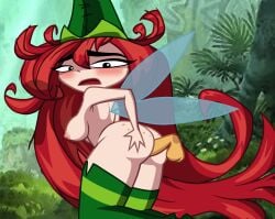 accurate_art_style ass betilla_(rayman) black_eyes blush blushing fairy fairy_wings floating_penis freckles freckles_on_ass freckles_on_face hand_on_ass mostly_nude nipples nymph_(rayman) penetration rayman_(series) rayman_origins red_hair saucemon7 self_upload sex sideboob stockings wings