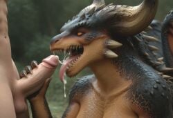 ai_generated anthro anthropomorphic beautiful big_breasts big_penis blowjob breasts cum cum_in_mouth cum_on_breasts cum_on_face cumming cumshot curvy_female curvy_figure draconic dragon dragon_girl dragon_humanoid drooling elder_dragon female female_focus furry in_heat kneeling kneeling_oral_position large_breasts licking_penis looking_at_partner monster monster_girl monster_hunter monster_hunter_world nergigante oral_sex posing_for_the_viewer realistic saliva scales scalie scalie_female seductive seductive_gaze seductive_look seductive_smile sexy sexy_body sexy_pose tits_out tongue_out voluptuous voluptuous_female