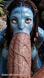 3d ai_female ai_generated alien alien_girl avatar avatar:_the_way_of_water blowjob blue_skinned_female fellatio female hyper hyper_penis interspecies male milf na'vi neytiri oral penis rower tagme video