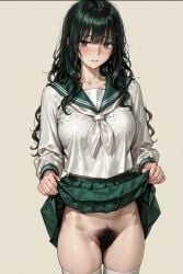 1girls ai_generated hairy_pussy original pubic_hair pussy solo unshaved_pussy wet without_panties