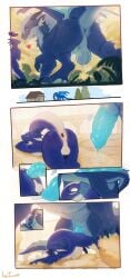 absurd_res animal_genitalia anthro anthro_on_feral anthro_penetrated anus ass balls black_anus black_horn black_knot black_penis blue_body blue_claws blue_eyes blue_fur blue_penis blue_scales claws comic dragon duo erection feral feral_penetrating feral_penetrating_anthro firondraak fur furred_dragon furred_scalie genitals green_eyes hi_res horn ivnis knot male male/male mane mythological_creature mythological_scalie mythology penetration penis perineum raised_tail rhysek scales scalie sex sheath stomach_bulge tail white_body white_fur white_mane white_scales zoophilia