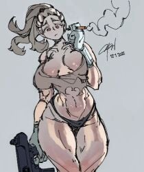 1girls 2d 2d_(artwork) 2d_artwork belly belly_button big_breasts black_panties blonde_female blonde_hair blonde_hair blonde_hair_female breasts breasts breasts_bigger_than_head cigar cigar_smoke cigarette cigarette_smoke clothed clothed_female clothes clothing curvaceous curvaceous_female curvaceous_figure curves curvy curvy_body curvy_female curvy_figure curvy_hips curvy_thighs dead_ahead digital_drawing digital_drawing_(artwork) digital_media digital_media_(artwork) female female female_focus female_only gloves hair huge_breasts large_breasts larger_female long_hair looking_at_viewer looking_down military military_clothing military_girl military_uniform ofannoob panties partially_clothed serious serious_face serious_look smoking smoking_cigarette solo solo_female solo_focus sonya_(dead_ahead) standing tactical_gear tactical_nudity tits_bigger_than_head weapon white_skinned_female young young_female younger_female