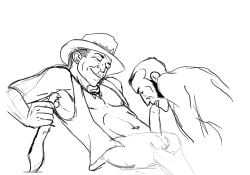 anne_on_a_mouse australian blowjob crocodile_dundee crossover erection gay kukri licking_penis mick_dundee nude oral_sex shirtless sideburns sketch sniper_(team_fortress_2) sucking_penis team_fortress_2 vest yaoi