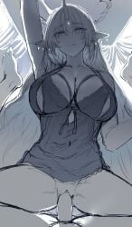 1boy 1boy1girl 1girls 2d amazon amazon_position arm_up earrings elf_ears emotionless eye_contact female fleurdelys_(wuthering_waves) hews_hack holding_leg legs_up lingerie male male_pov male_rover_(wuthering_waves) penetration penis_in_pussy point_of_view pov pov_eye_contact pov_male rover_(wuthering_waves) sex sketch white_hair wip wuthering_waves