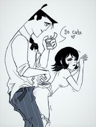 ashi_(samurai_jack) ass canon_couple cigarette daughters_of_aku female male samurai_jack samurai_jack_(character) sex shirt