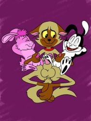 anthro bunnicula bunnicula_(series) chester_(bunnicula) domestic_cat edging feet felid feline felis feral foot_fetish foot_play footjob group hi_res jaxstherabbit lagomorph leporid male male/male mammal paws rabbit relaxing sex trio