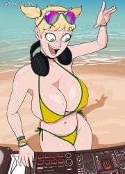 beach bikini dj_(hellonearthiii) freckles hellonearthiii huge_breasts