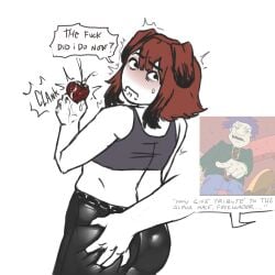 ashamed ass ass_grab blush chubby disembodied_hand dog_ears doggy femboy gay looking_at_viewer male oc oc_character petplay puppyplay redgossip scared stu_pickles submissive