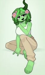 1girls ai_generated crop_top female incredibox_mod jeans pixai sfw smile sprunki tagme vineria_(sprunki)