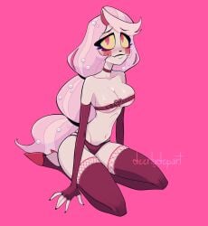 artist_request charlie_morningstar_(hazbin_hotel) demon demon_girl hazbin_hotel skimpy_clothes tagme white_skin
