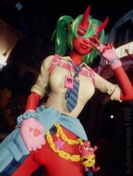 1girls 3d blender_(software) bottomless demon demon_girl female female_only flashing flashing_pussy fortnite fortnite:_battle_royale green_hair horns looking_at_viewer naked naked_female nemia_(fortnite) no_panties nude nude_female outdoors outside peace_sign pussy showing_pussy vagina zaaa1490